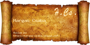 Hargas Csaba névjegykártya